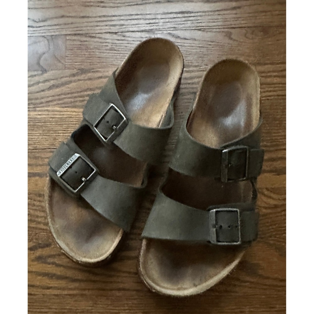 Birkenstock Arizona Men 42 Dark Gray Leather Cork Slide Sandal Comfort Gorpcore